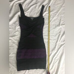 Bebe bodycon short black/purple dress.